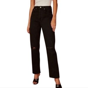 Denim Forum Joni High Rise Loose High-waisted loose Distressed jeans Black 27